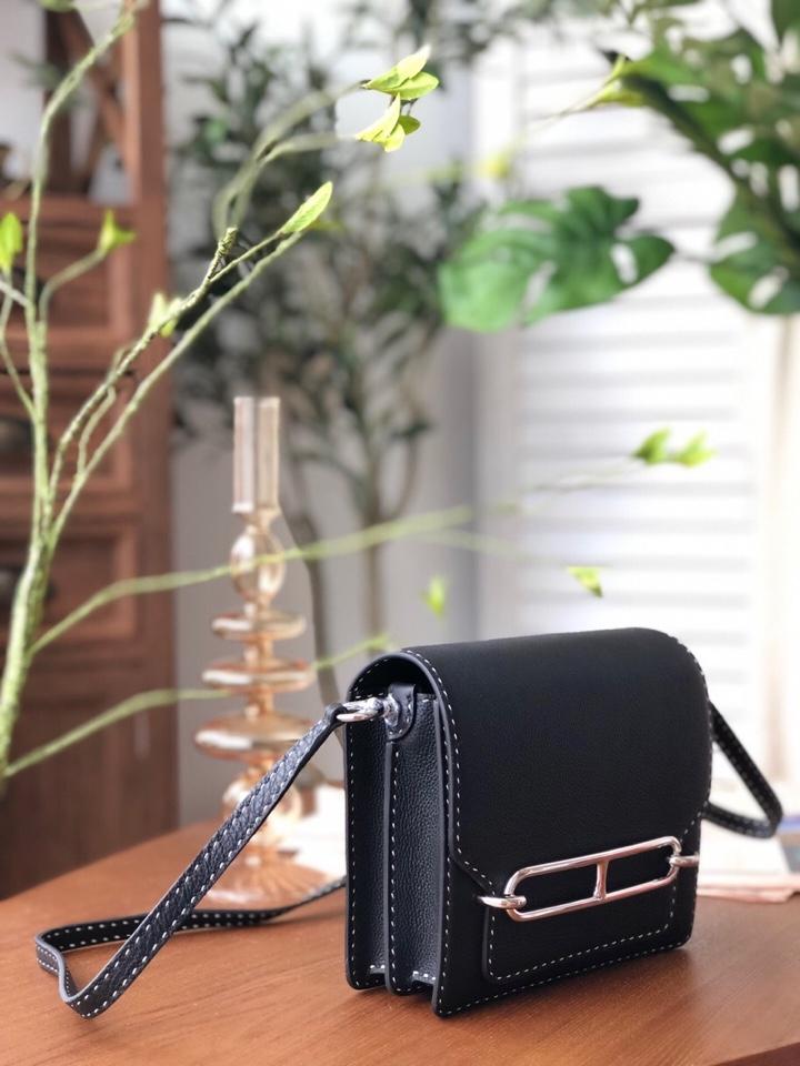 Replica Hermes Roulis Mini 19cm Swift Calf Togo Leather Shoulder Bag Black
