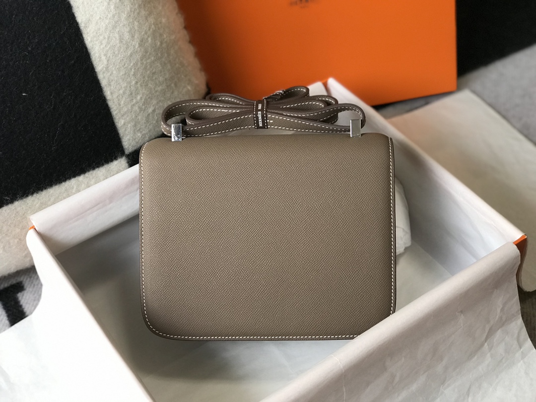 Replica Hermes Constance Bag Epsom Leather Gray Wiht White Gold 19cm and 23cm
