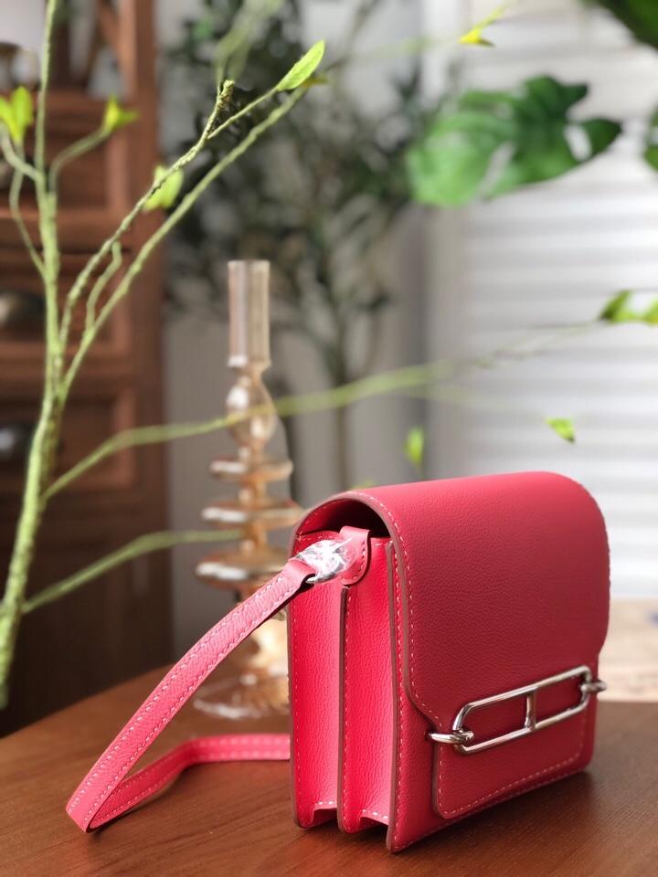 Replica Hermes Roulis Mini 19cm Swift Calf Togo Leather Shoulder Bag Pink
