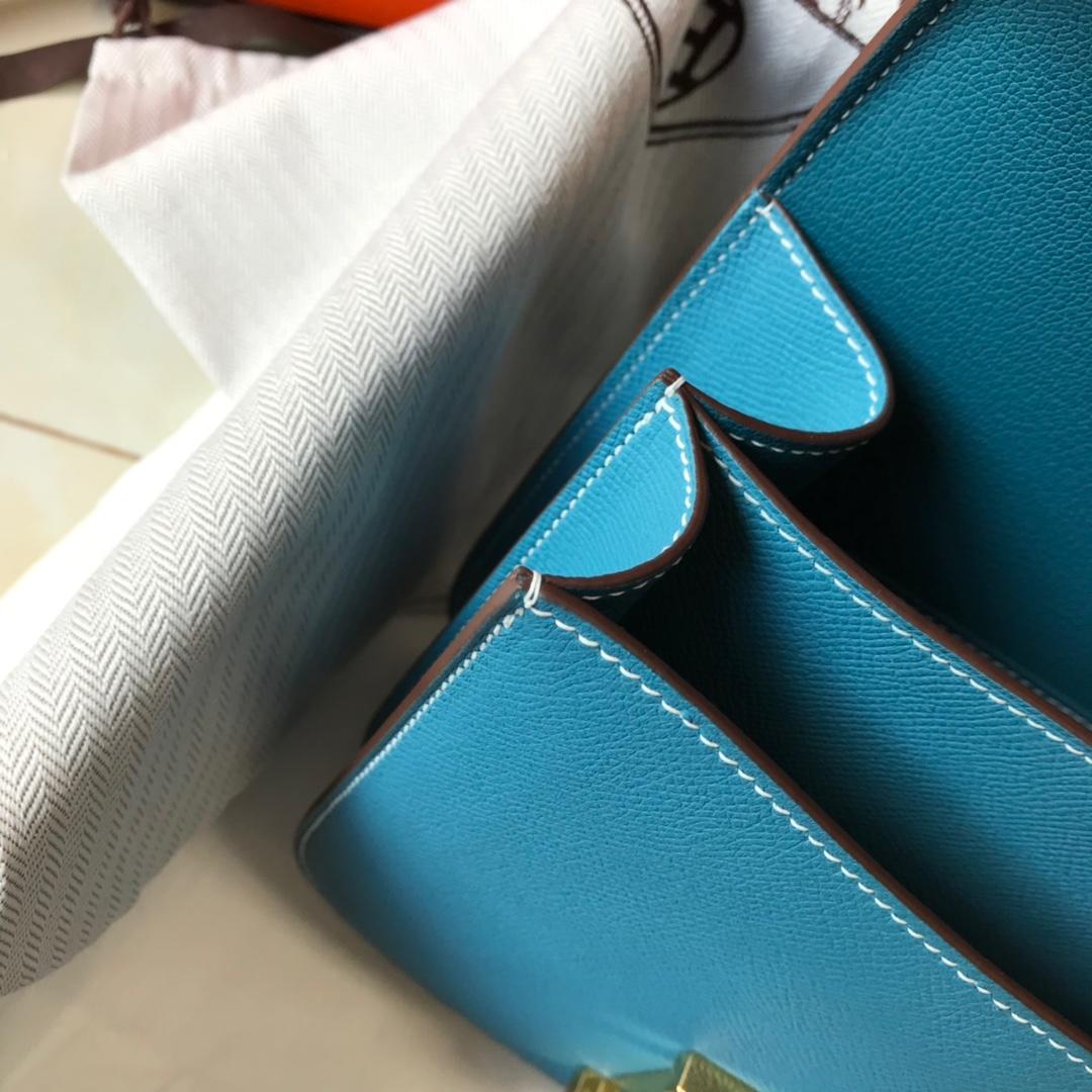 Original Copy Hermes Constance Shoulder Bag Light Blue With Gold 23cm and 18cm