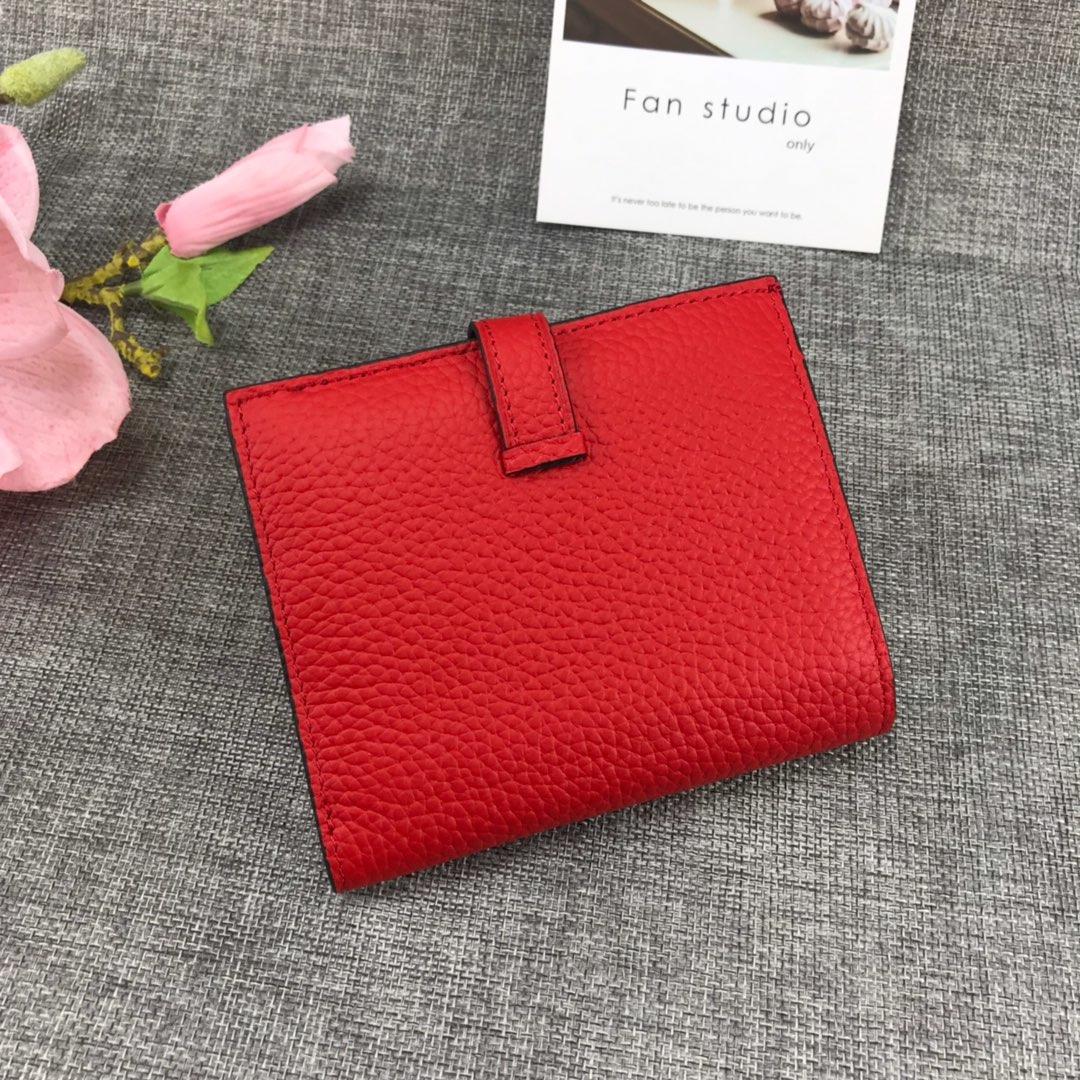 Best Price H5120 Hermes Bearn Short Wallet in Epsom Calfskin Red