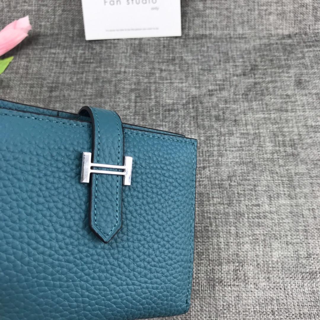 Best Price H5120 Hermes Bearn Short Wallet in Epsom Calfskin Blue