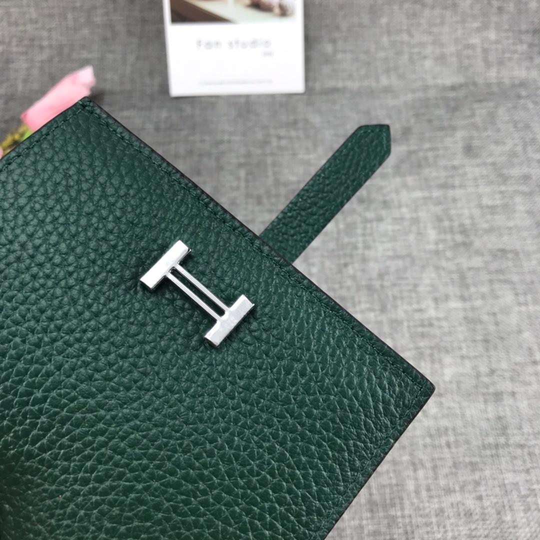 Best Price H5120 Hermes Bearn Short Wallet in Epsom Calfskin Green