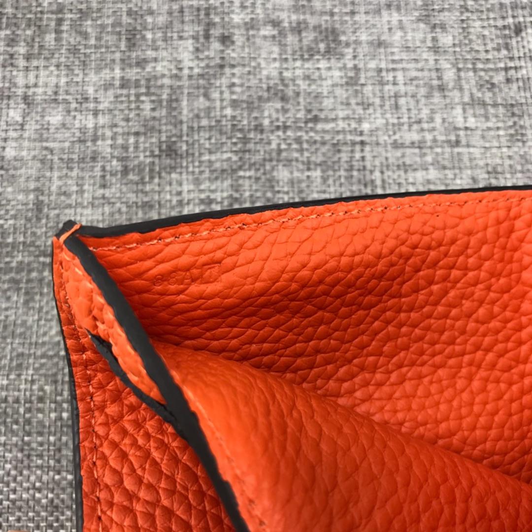 Best Price H5120 Hermes Bearn Short Wallet in Epsom Calfskin Orange