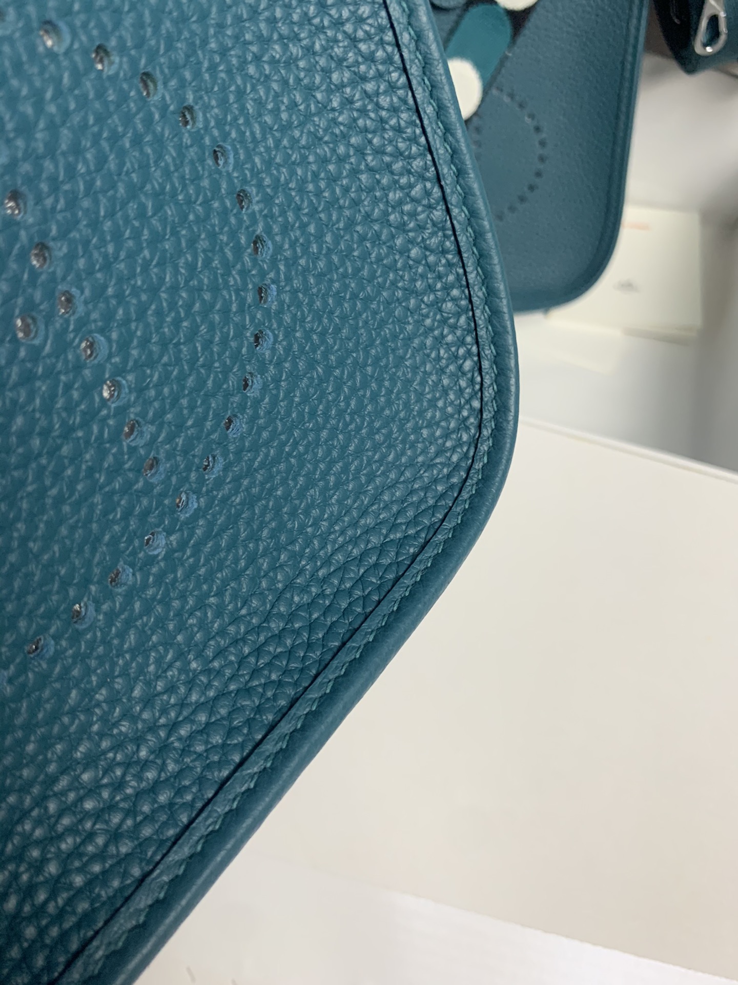 Replica Hermes Evelyne Mini Bag 17cm Original Togo Leather Blue-1