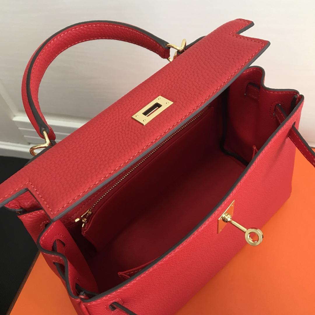 Hermes 25cm Kelly Bag Togo Leather Handbag Red