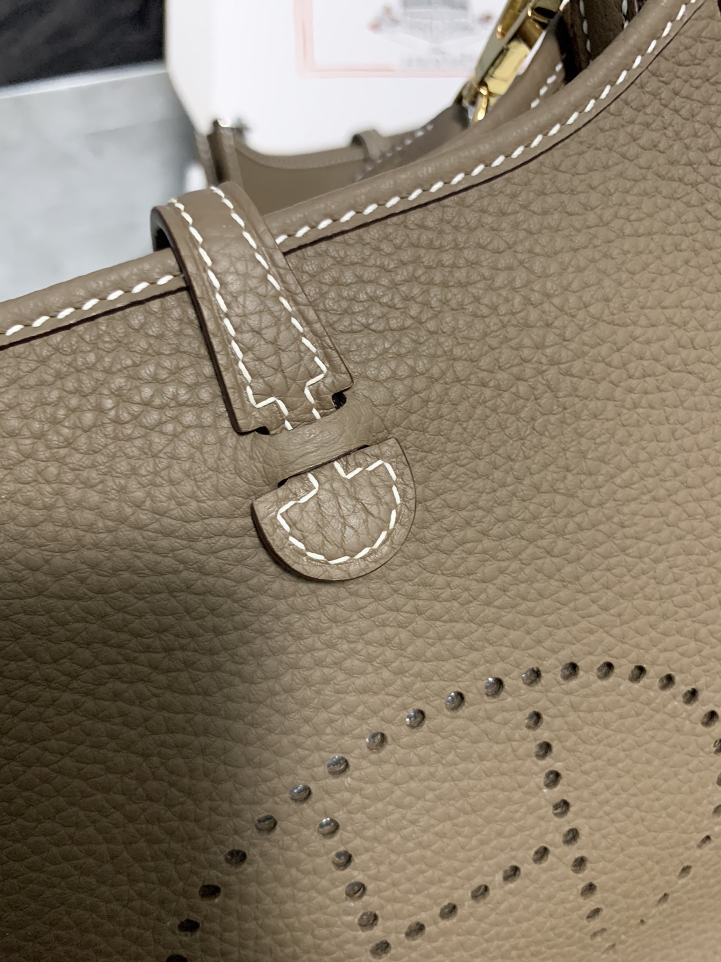 Replica Hermes Evelyne Mini Bag 17cm Original Togo Leather Dark Gray-1