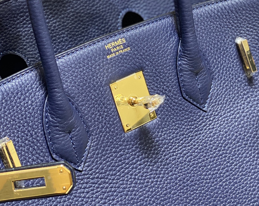 Hermes Birkin 30CM 35CM Togo Leather Milkshake Deep Blue With Gold