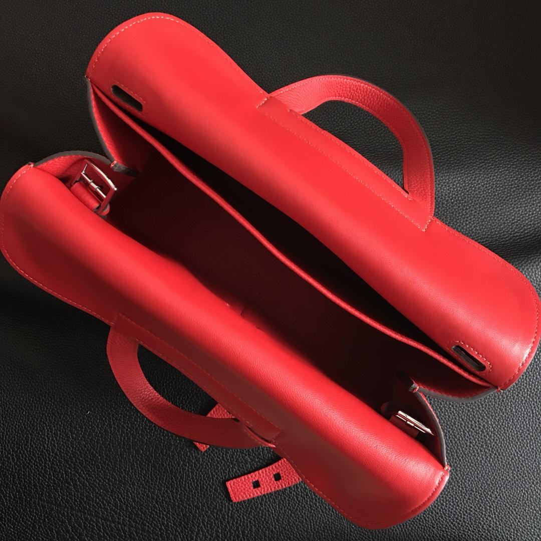 Hermes Halzan 31cm Swift Calfskin Bag Red