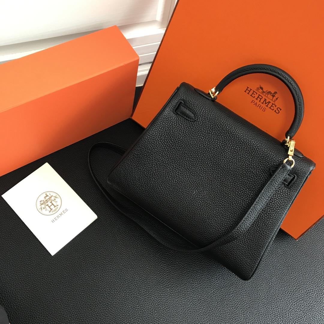 Hermes 25cm Kelly Bag Togo Leather Handbag Black