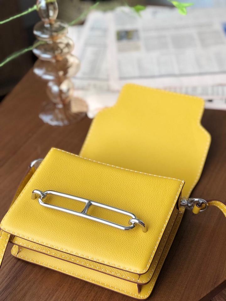 Replica Hermes Roulis Mini 19cm Swift Calf Togo Leather Shoulder Bag Yellow