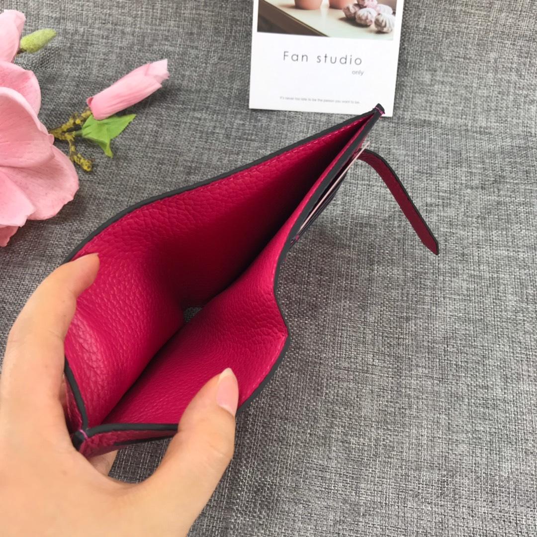 Best Price H5120 Hermes Bearn Short Wallet in Epsom Calfskin Pink