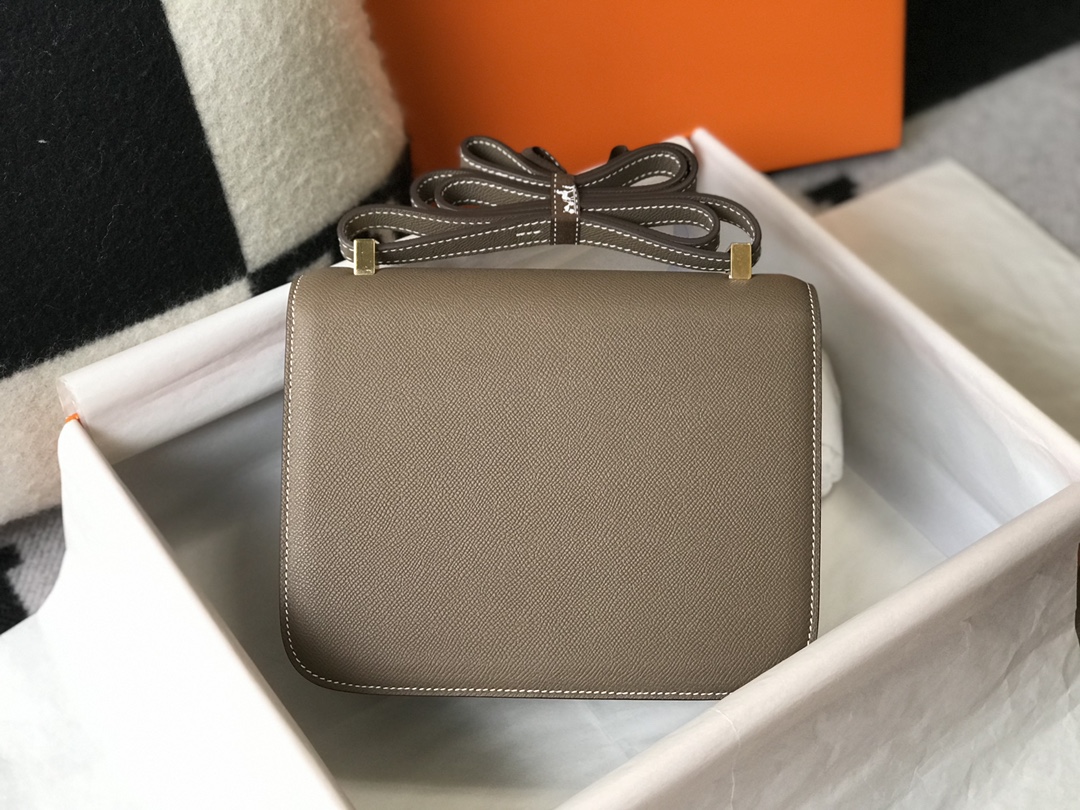 Replica Hermes Constance Bag Epsom Leather Gray Wiht Gold 19cm and 23cm