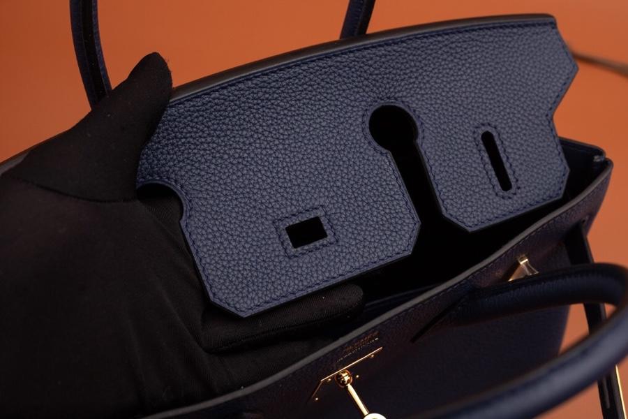 Original Copy Hermes Birkin 35cm Handbag Blue with Gold