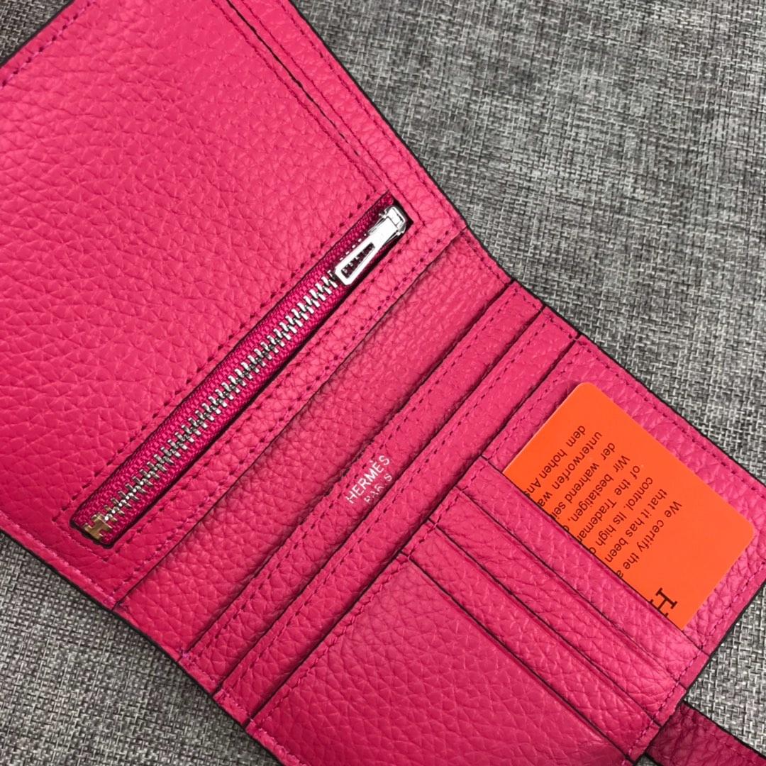 Best Price H5120 Hermes Bearn Short Wallet in Epsom Calfskin Pink