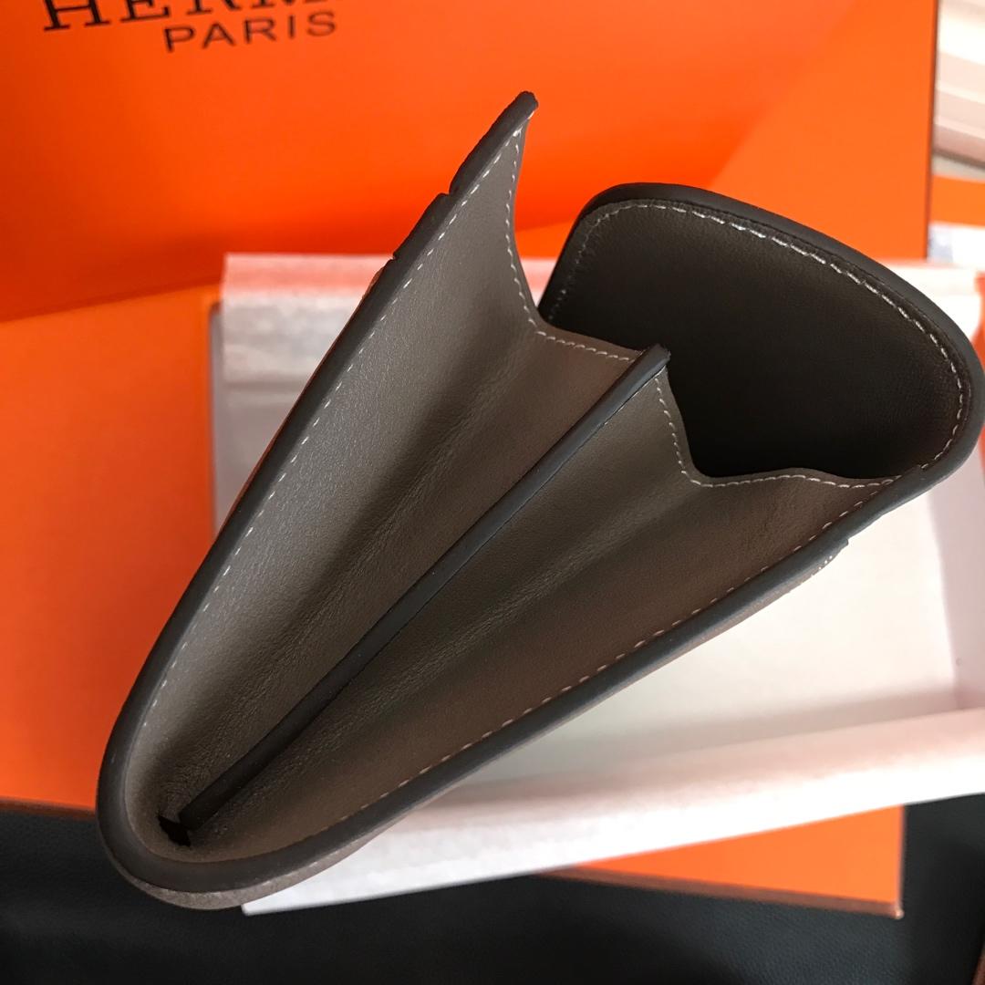Top Replica HERMES Constance Long Wallet Gris Asphalt Epsom Grey with Silver-Tone Metal
