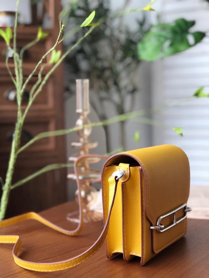Replica Hermes Roulis Mini 19cm Swift Calf Togo Leather Shoulder Bag Yellow