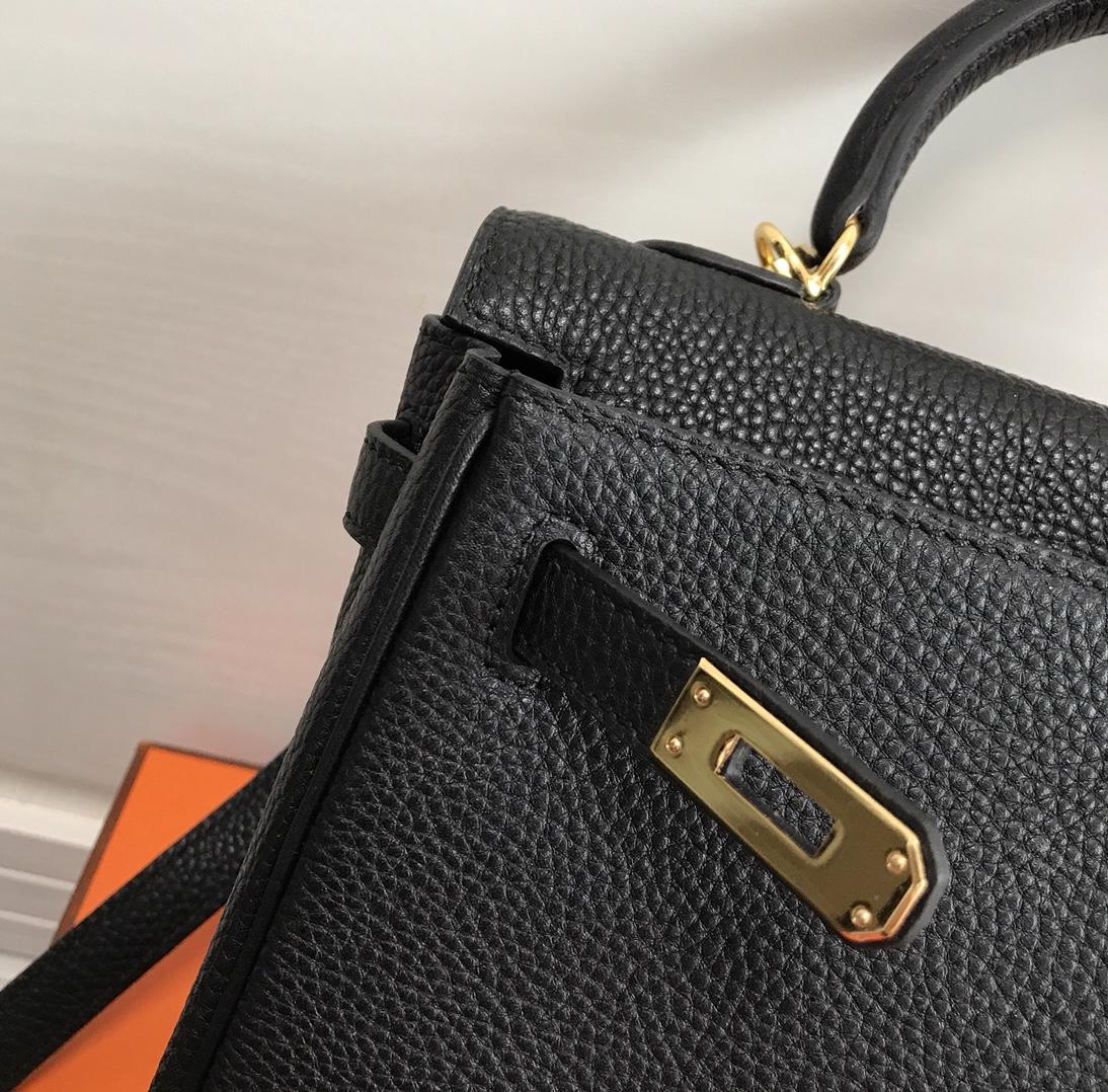 Hermes 25cm Kelly Bag Togo Leather Handbag Black