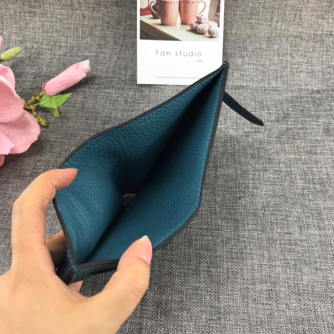 Best Price H5120 Hermes Bearn Short Wallet in Epsom Calfskin Blue