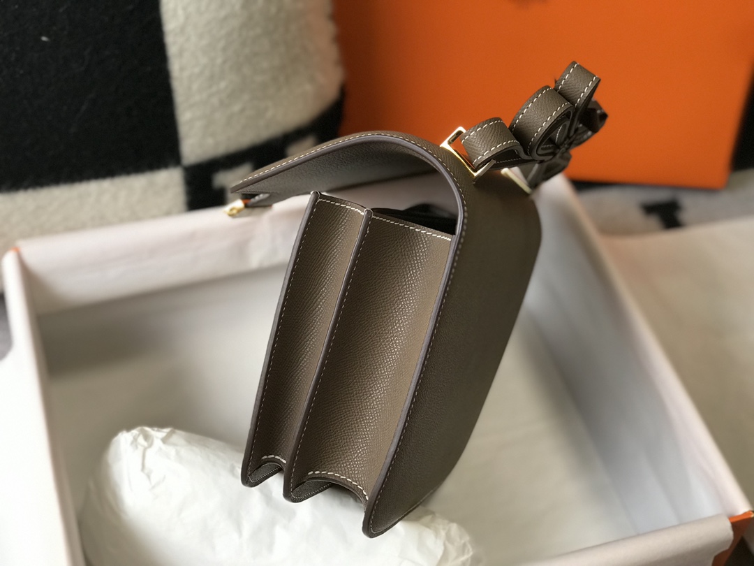 Replica Hermes Constance Bag Epsom Leather Gray Wiht Gold 19cm and 23cm