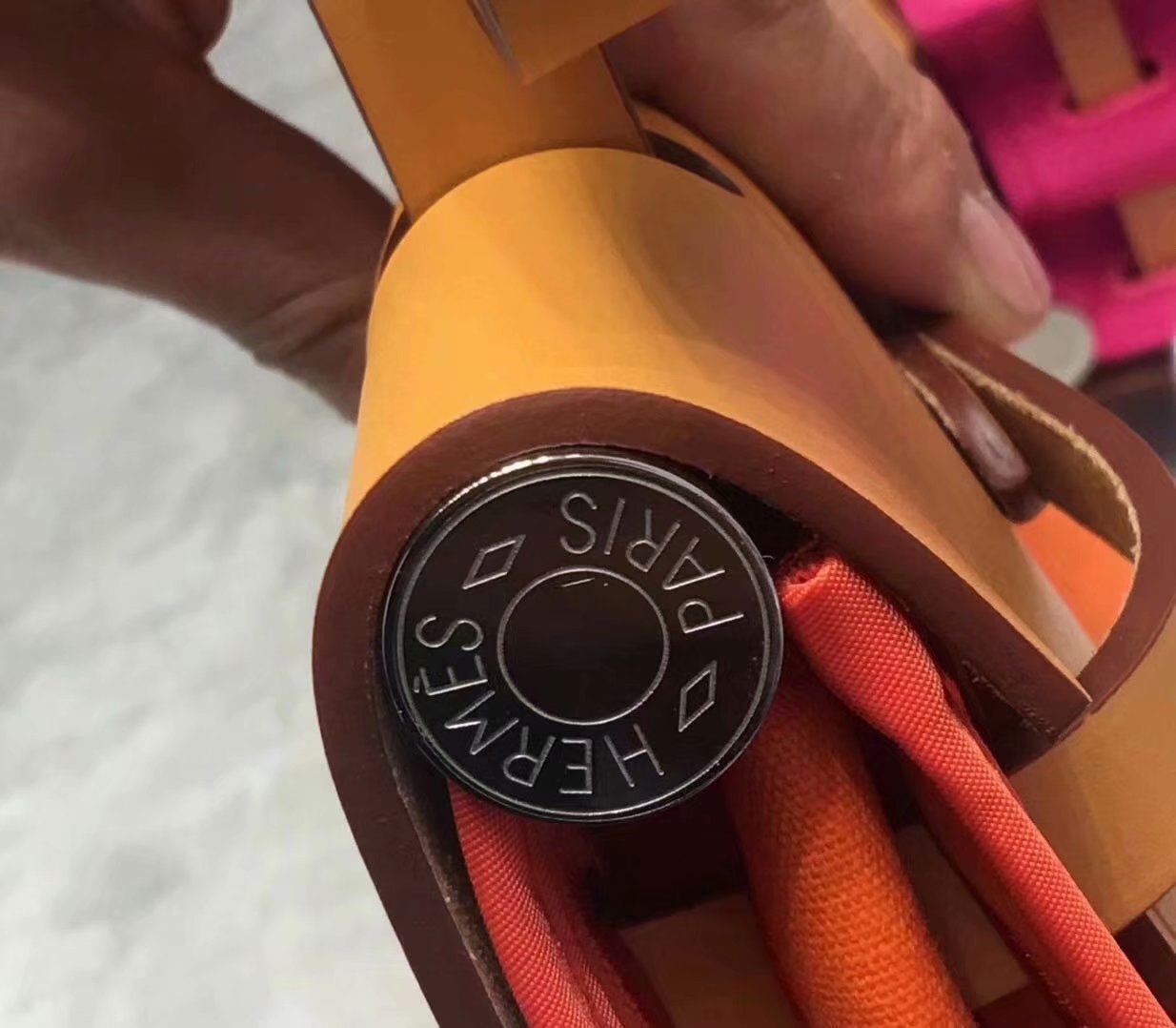 Top Replica Hermes Herbag 31cm Burgundy Canvas Bag Orange and Coffee