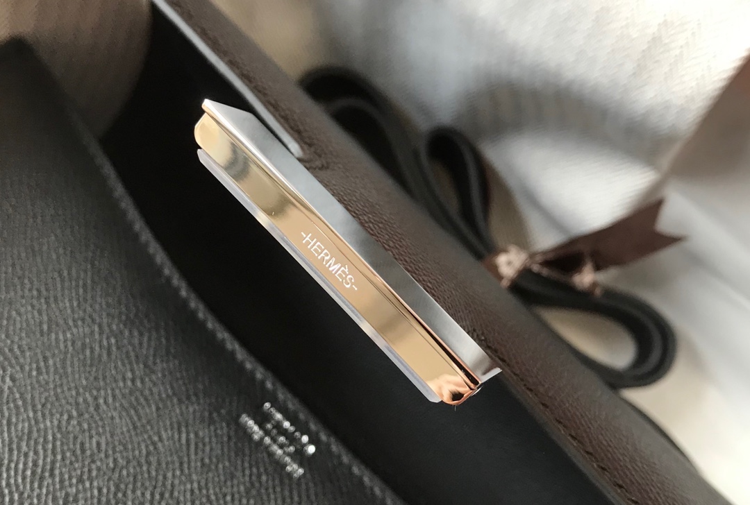 Replica Hermes Constance Bag Epsom Leather Black Wiht White Gold 19cm and 23cm