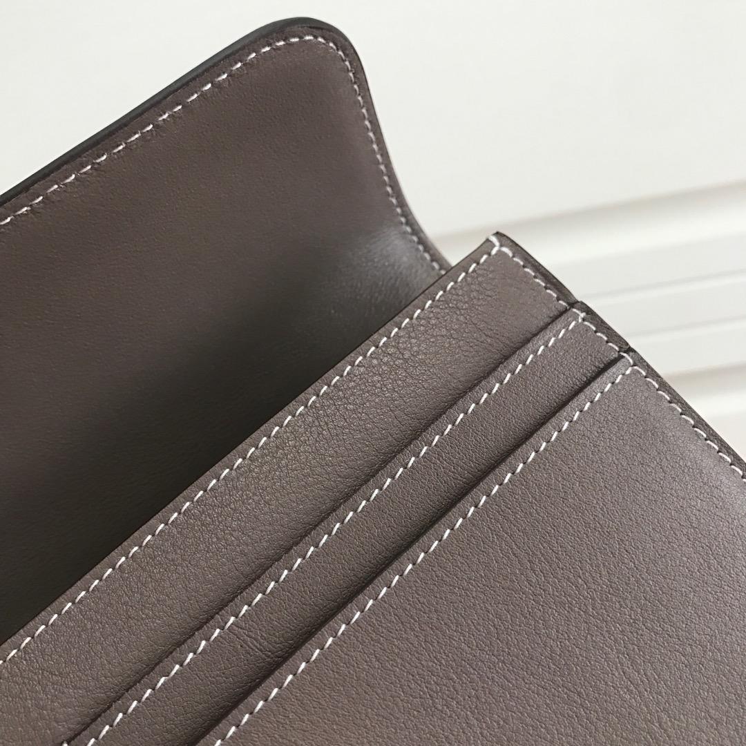 Top Replica HERMES Constance Long Wallet Gris Asphalt Epsom Grey with Silver-Tone Metal