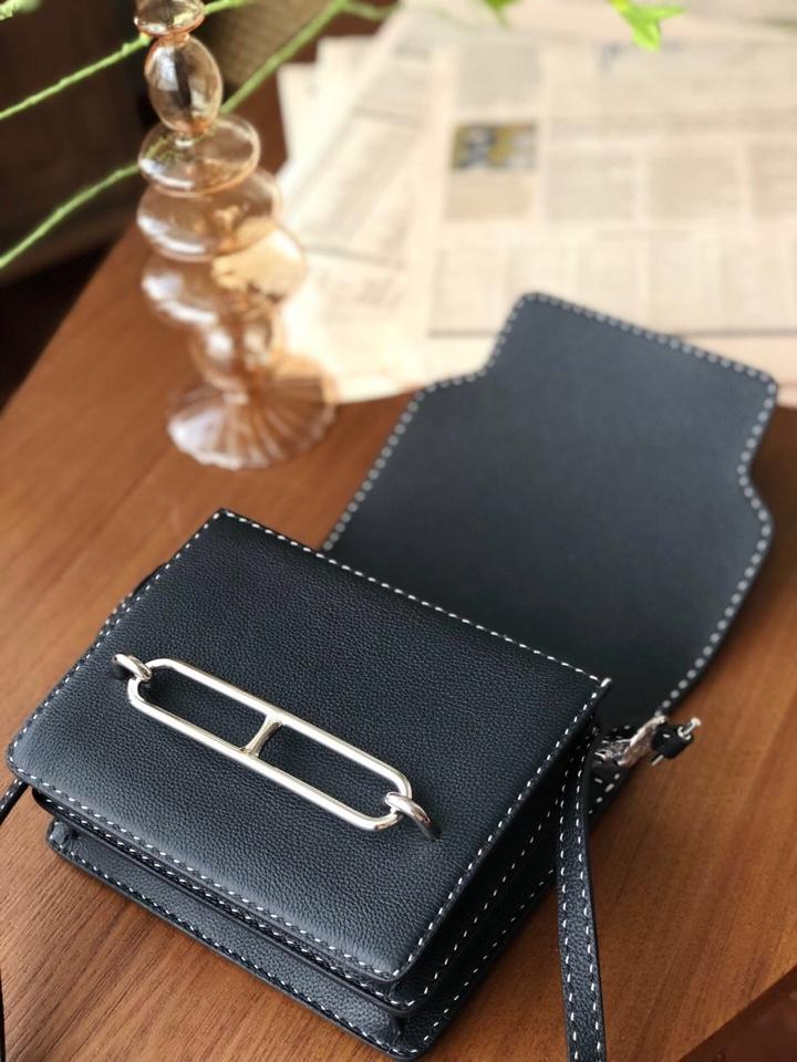 Replica Hermes Roulis Mini 19cm Swift Calf Togo Leather Shoulder Bag Black