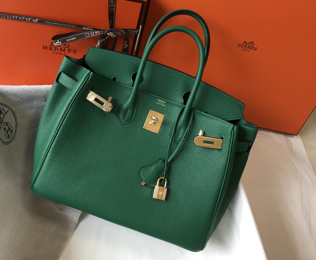 Hermes Birkin 30CM 35CM Togo Leather Emerald With Gold