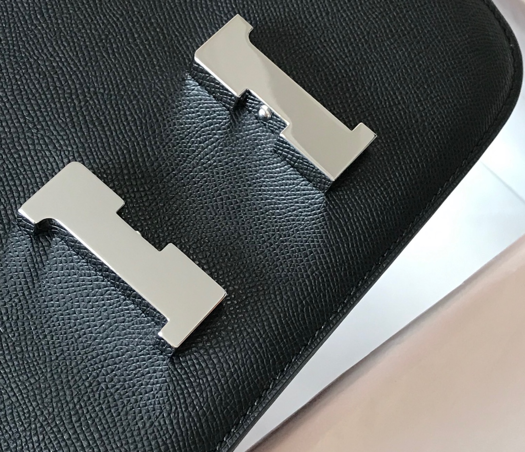 Replica Hermes Constance Bag Epsom Leather Black Wiht White Gold 19cm and 23cm