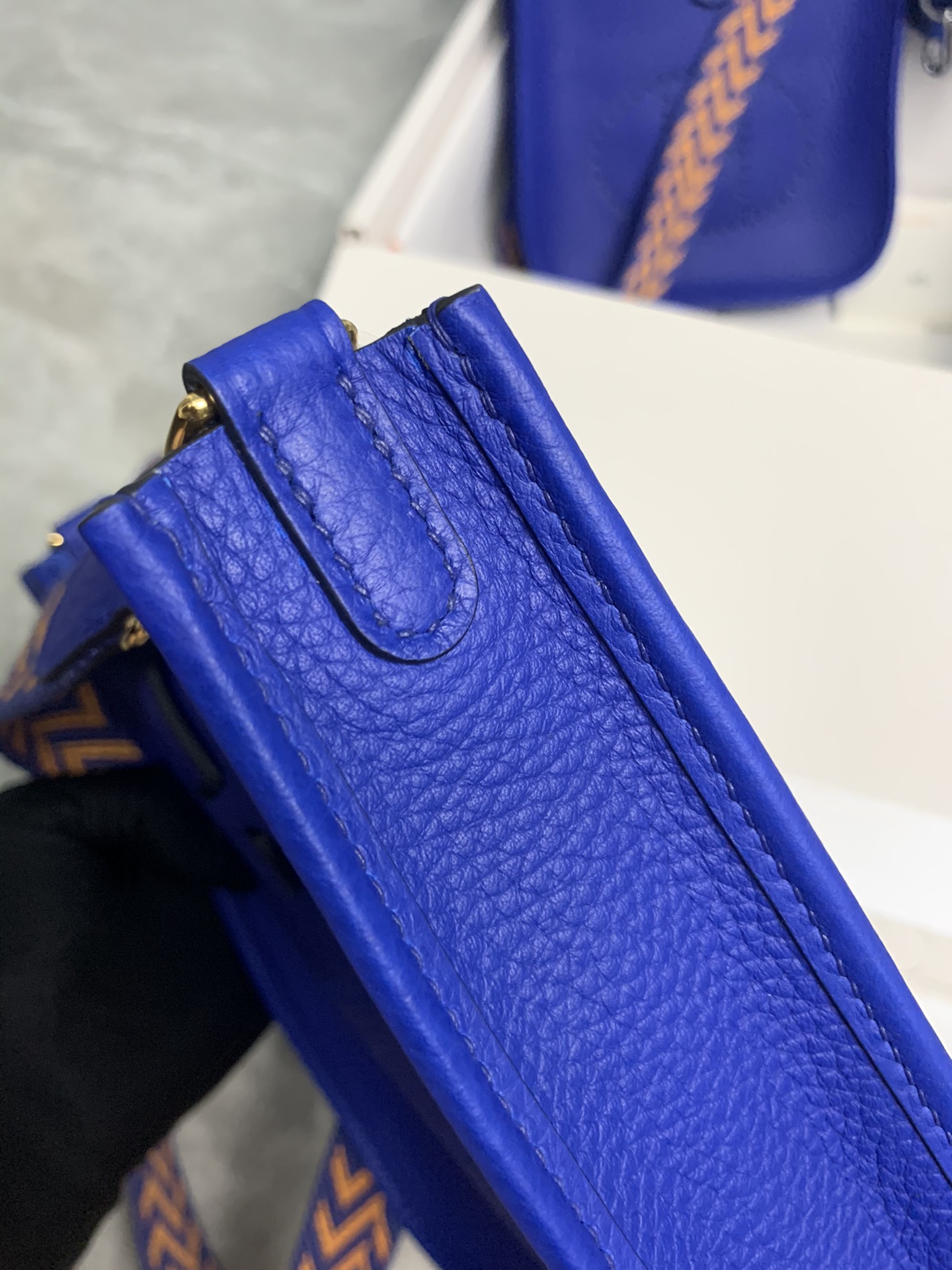 Replica Hermes Evelyne Mini Bag 17cm Original Togo Leather Dark Blue