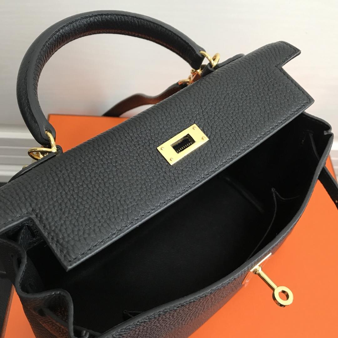 Hermes 25cm Kelly Bag Togo Leather Handbag Black