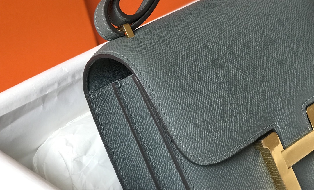 Replica Hermes Constance Bag Epsom Leather Almond Green Wiht Gold 19cm and 23cm