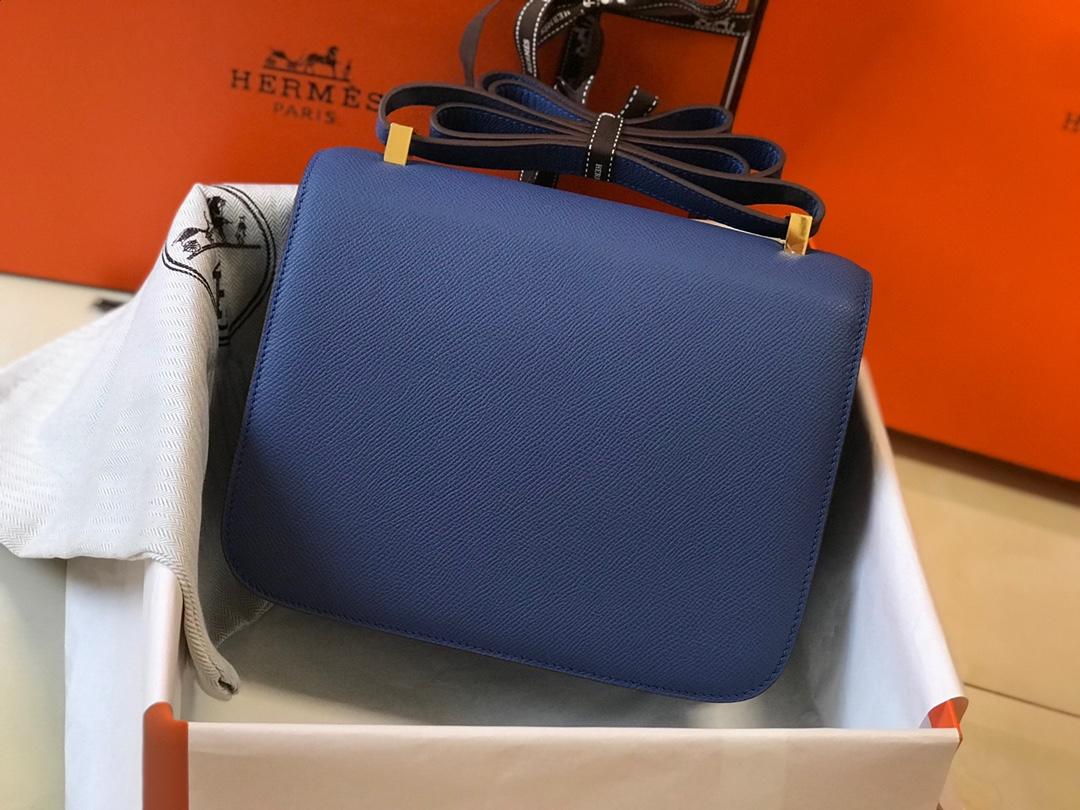 Original Copy Hermes Constance Shoulder Bag Dark Blue With Gold 23cm and 18cm