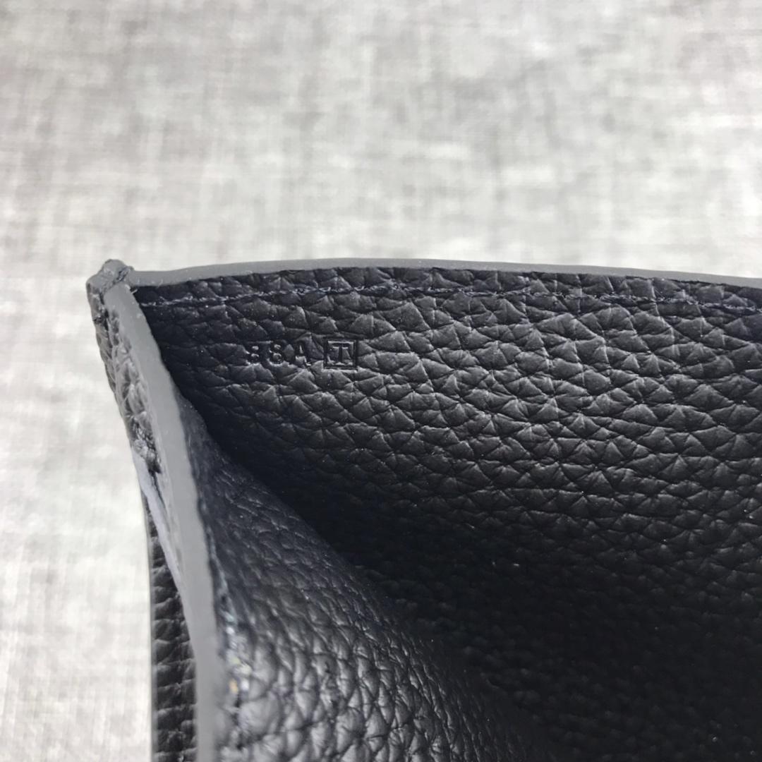 Best Price H5120 Hermes Bearn Short Wallet in Epsom Calfskin Black