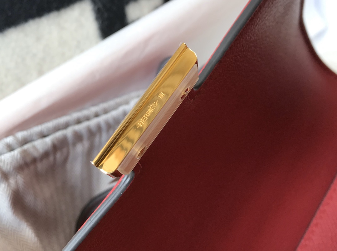 Replica Hermes Constance Bag Epsom Dark Red Lipstick Wiht Gold 19cm and 23cm