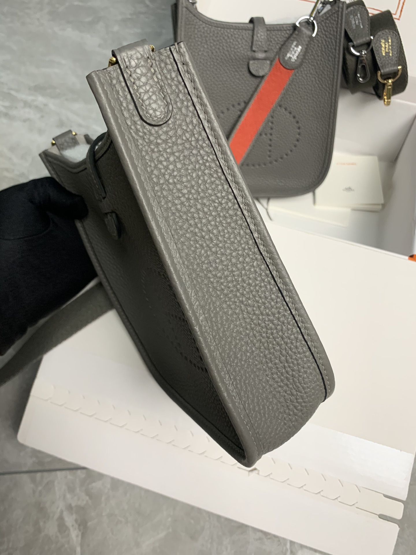 Replica Hermes Evelyne Mini Bag 17cm Original Togo Leather Grey