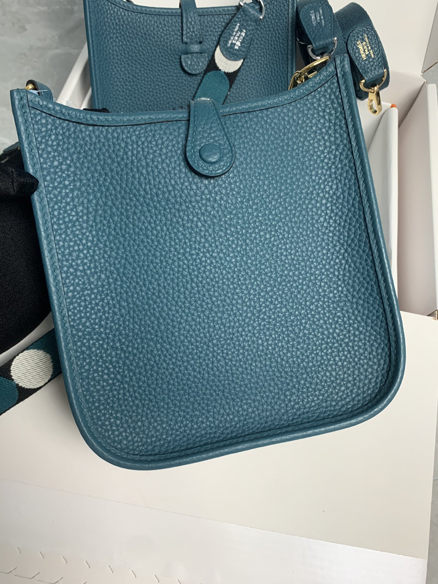 Replica Hermes Evelyne Mini Bag 17cm Original Togo Leather Blue-1