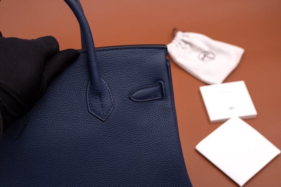 Original Copy Hermes Birkin 35cm Handbag Blue with Gold