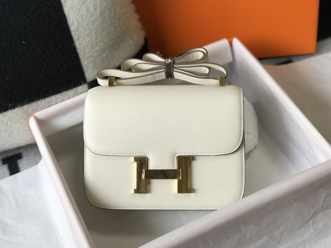 Replica Hermes Constance Bag Epsom Leather Beige Wiht Gold 19cm and 23cm