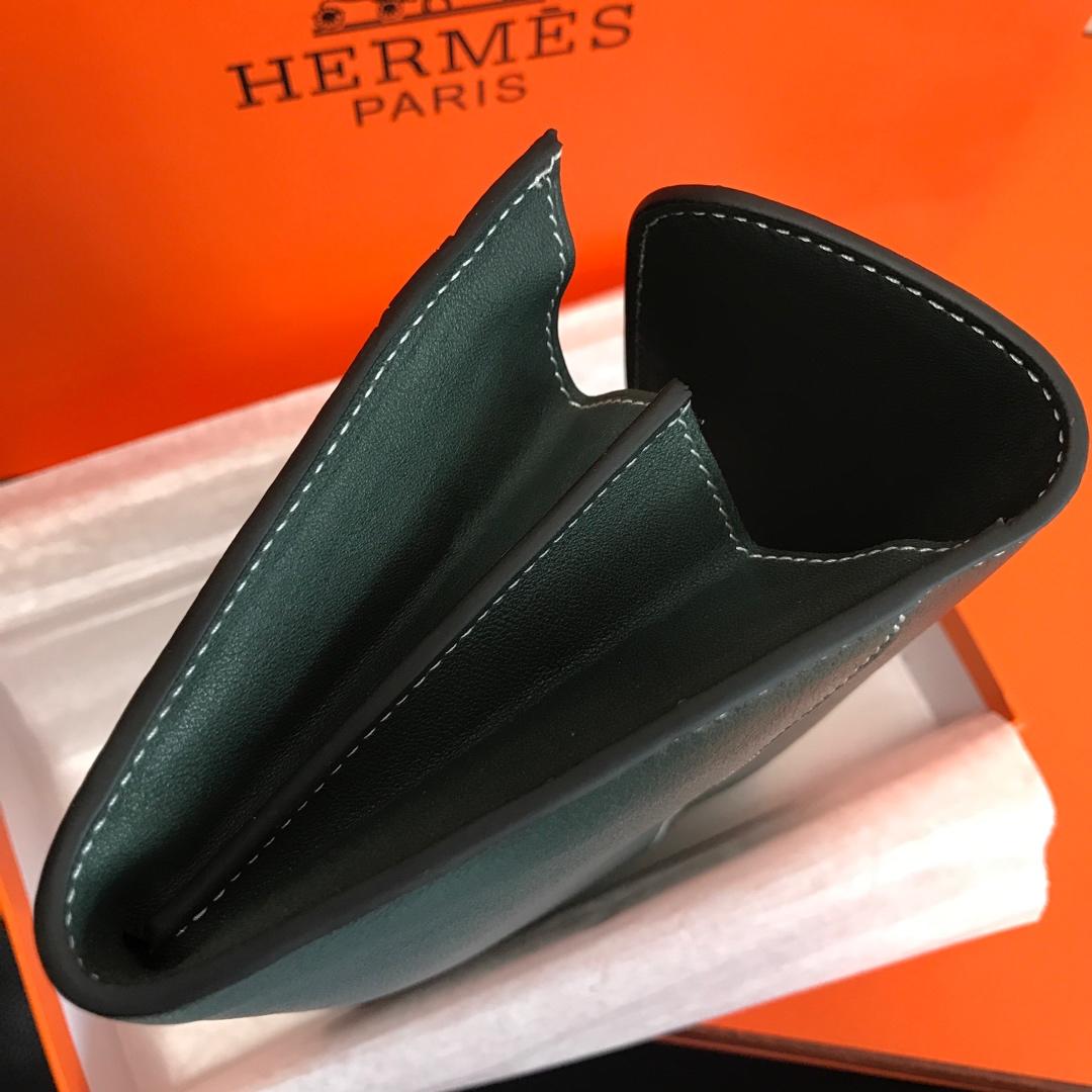 Top Replica HERMES Constance Long Wallet Gris Asphalt Epsom Blue with Silver-Tone Metal