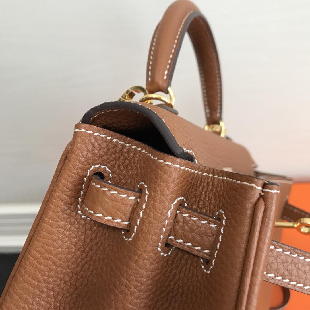 Hermes 25cm Kelly Bag Togo Leather Handbag Coffee