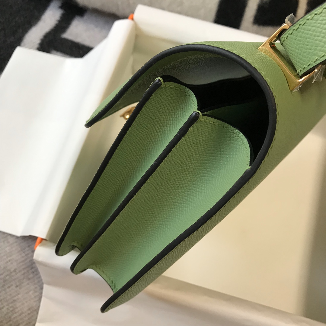 Replica Hermes Constance Bag Epsom Leather Avocado Green Wiht Gold 19cm and 23cm