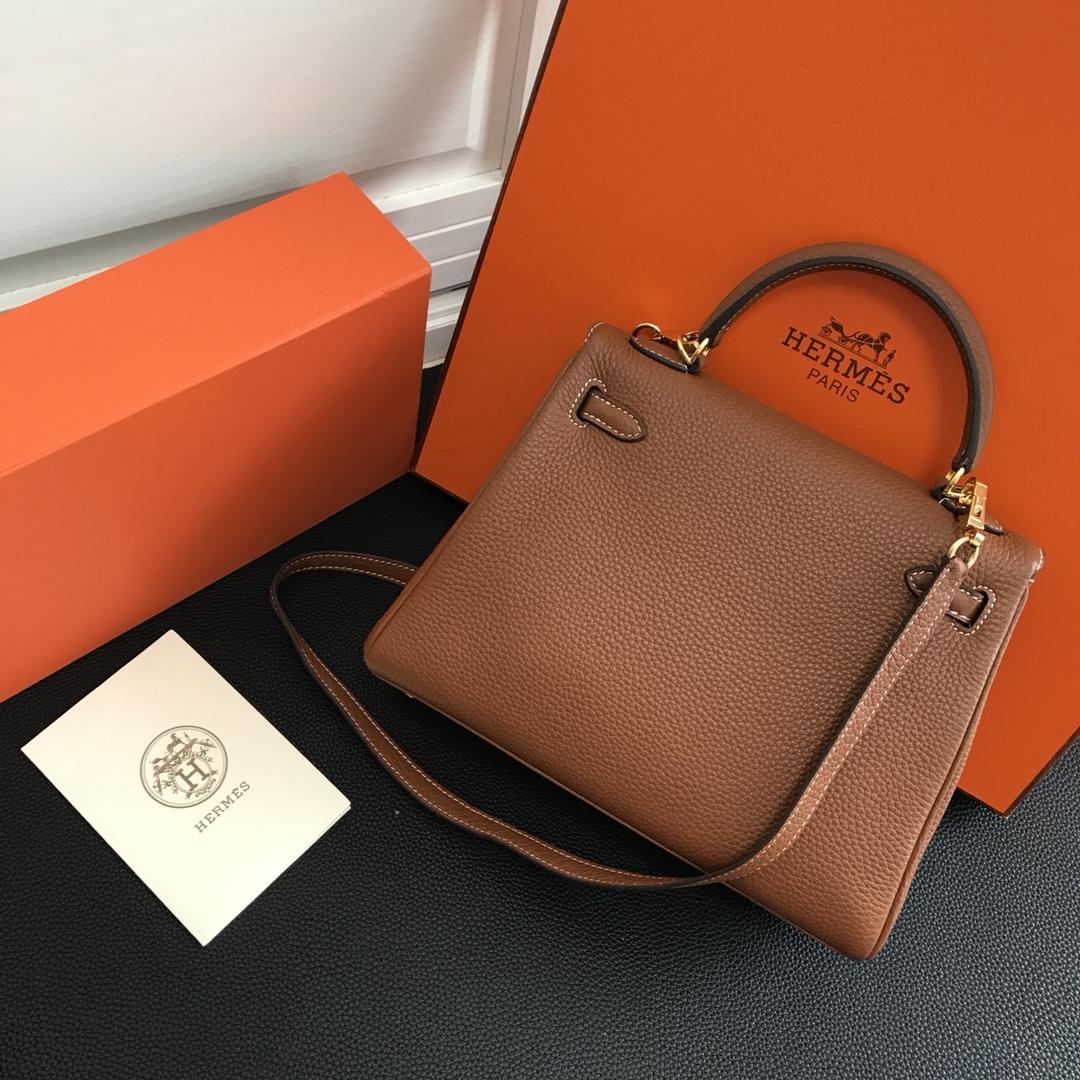 Hermes 25cm Kelly Bag Togo Leather Handbag Coffee