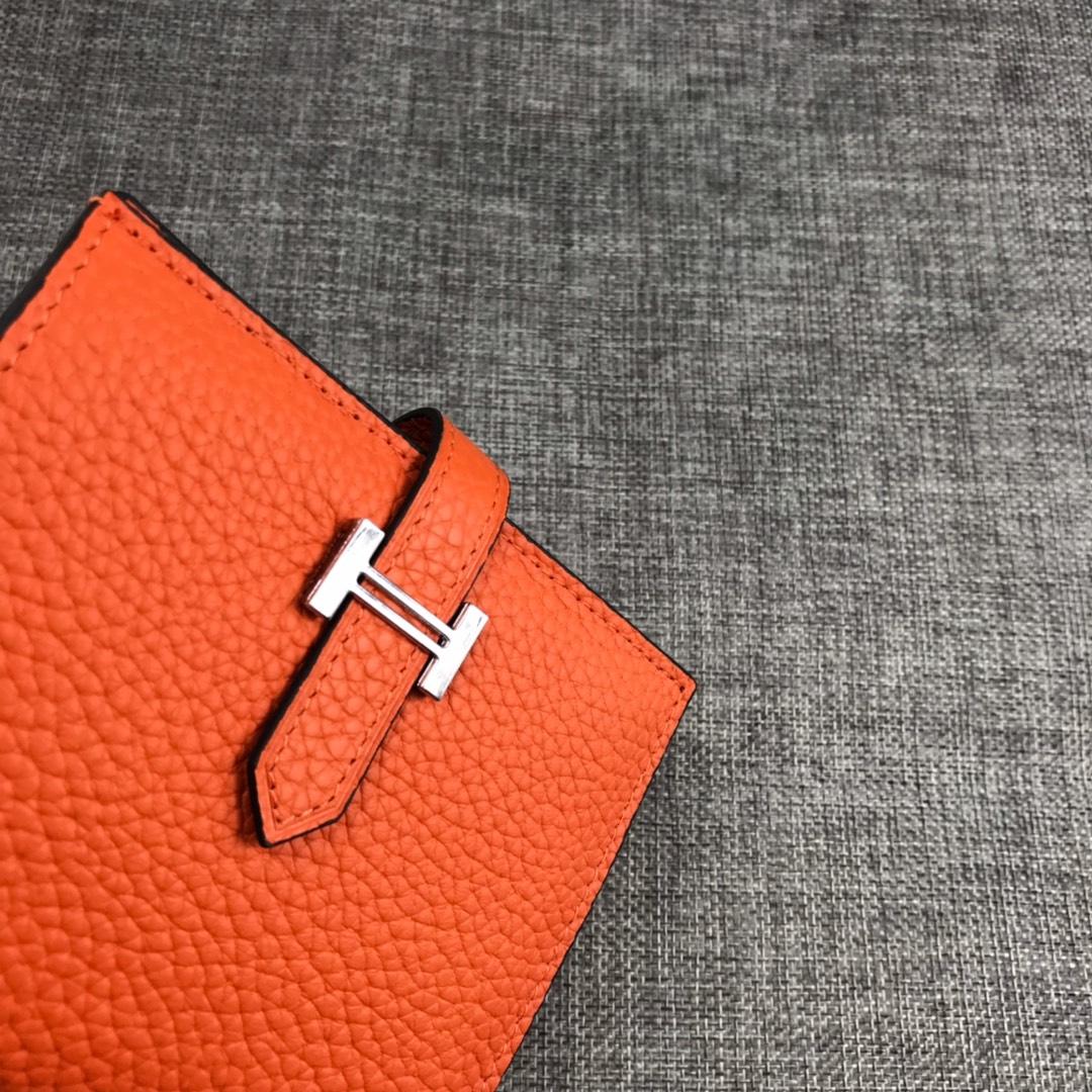 Best Price H5120 Hermes Bearn Short Wallet in Epsom Calfskin Orange