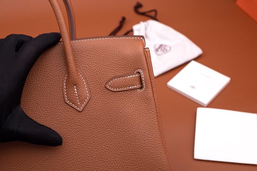 Original Copy Hermes Birkin 35cm Handbag Light Coffee with Gold