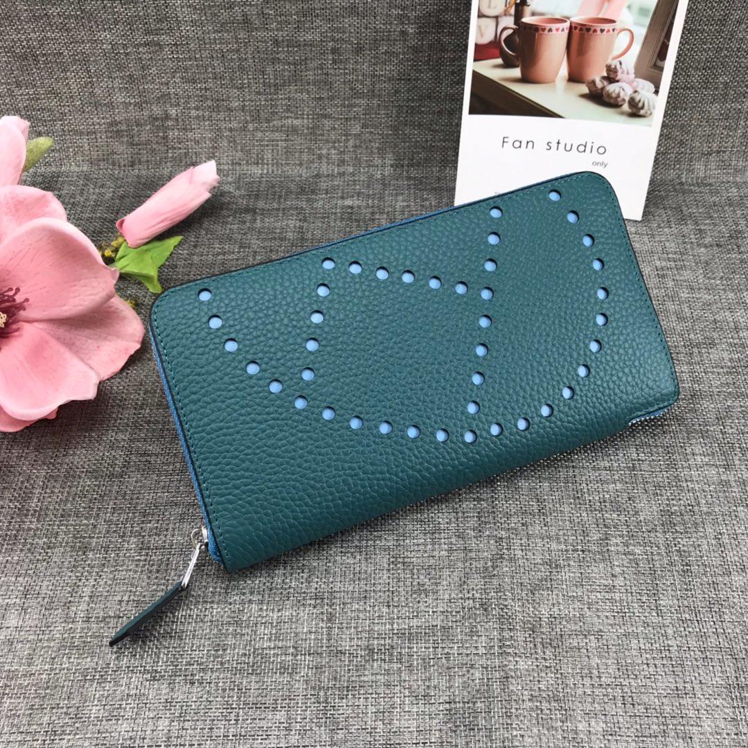 Best Price Hermes H505 Long Punching H Women Wallet Blue