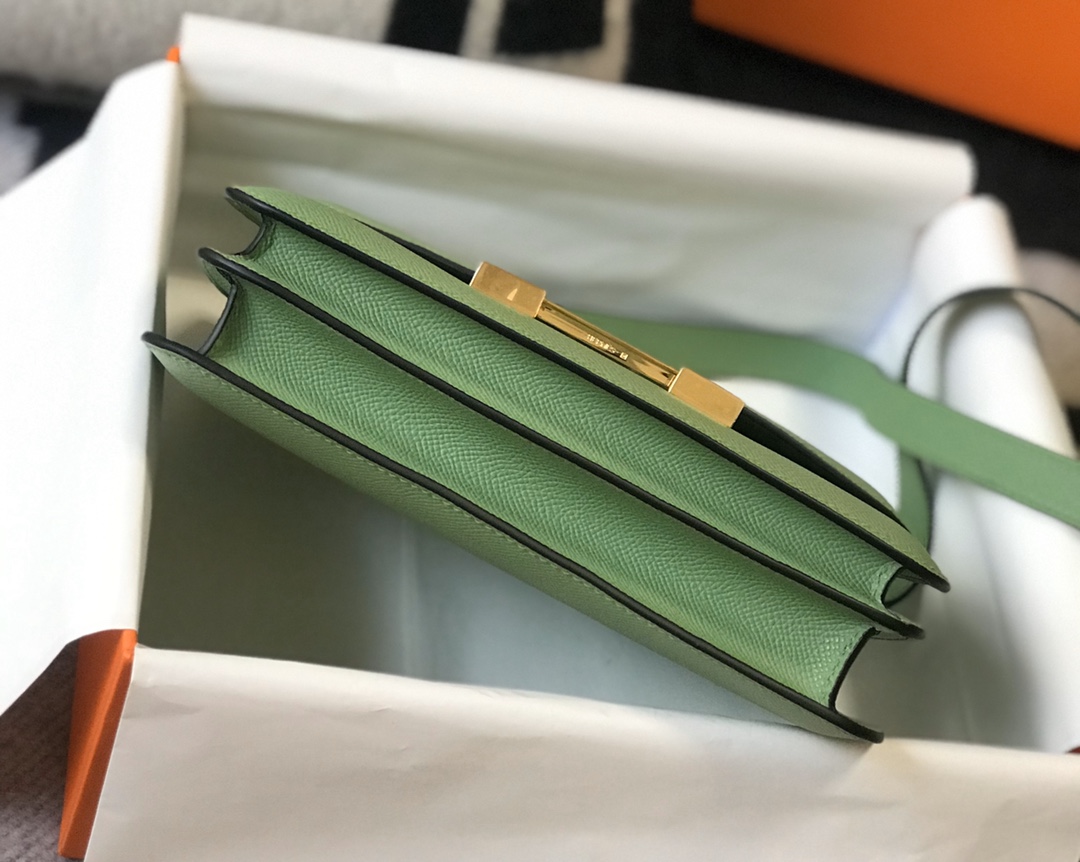 Replica Hermes Constance Bag Epsom Leather Avocado Green Wiht Gold 19cm and 23cm