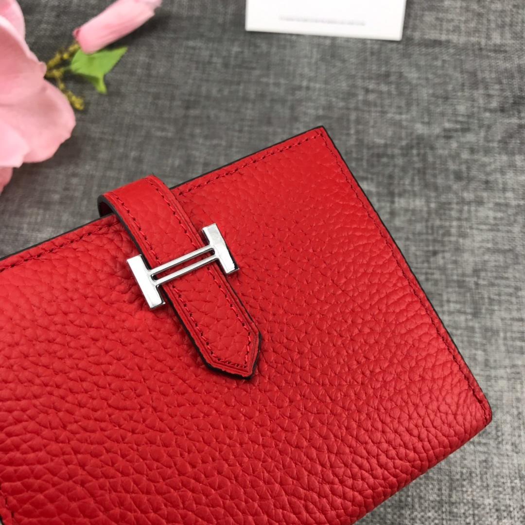 Best Price H5120 Hermes Bearn Short Wallet in Epsom Calfskin Red