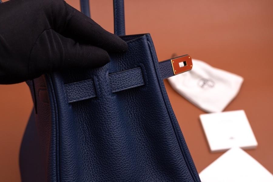 Original Copy Hermes Birkin 35cm Handbag Blue with Gold